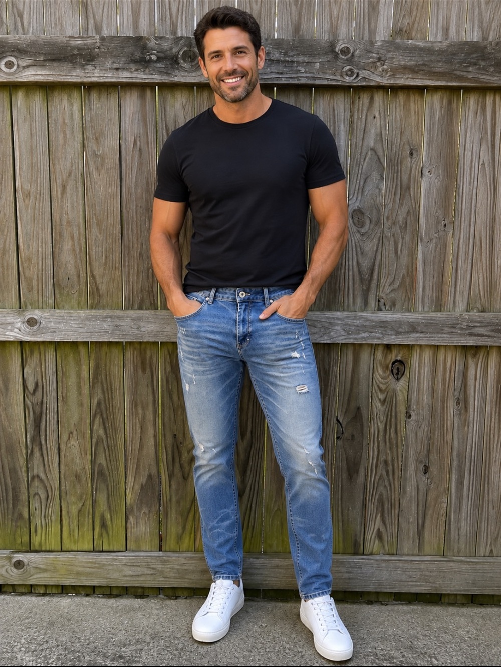 Men’s Kollar Distressed Blue Denim rockstar Jeans